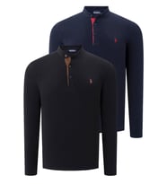 İKİLİ SET V4009 DEWBERRY ERKEK SWEATSHIRT-SİYAH-LACİVERT