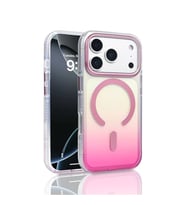 Coverzone iPhone 17 Pro Max i�in K?l?f MagSafe ile uyumlu Transparan Renk Ge�i?li Z-Toros M-safe Kablosuz ?arj destekli Gradyan Tasar?m IPHONE 17 Pro Max ?LE UYUMLU KILIF Rose Pembe