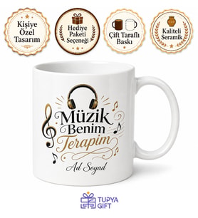 Music Is My Therapy Temalı Müzik Terapimdir Kupa Bardak Hediye