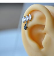 Taş Sallantılı Helix Piercing Kıkırdak Cerrahi Çelik Gümüş Renk (Çok Renkli)