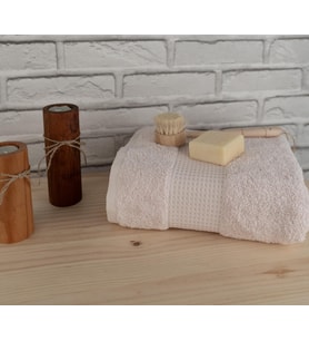Pamuklu Yumuşak Waffle Bordürlü Renkli 60x110 cm El Yüz Havlusu Baveno (Pembe)