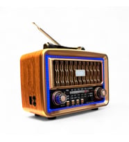 Ahşap Görünüm Nostalji Radyo,Ledli Bluetooth Nostaljik Radyo (C. Kahverengi)