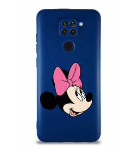 Xiaomi Redmi Note 9 Soft Premier Kapak Minnie Mouse-A Tasarımlı Silikon Kılıf - Lacivert (Şeffaf)