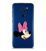 Xiaomi Redmi Note 9 Soft Premier Kapak Minnie Mouse-A Tasarımlı Silikon Kılıf - Lacivert (Şeffaf)
