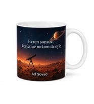 Uzay Keşfi Mars Kolonisi Teleskop Gözlemi Bilinmeyene Yolculuk Kupa Bardak Hediye