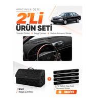 e-biz MERCEDES W140 (1991-1998) Uyumlu Torpido Örtüsü + Deri Bagaj Çantası Seti - Siyah - MB018