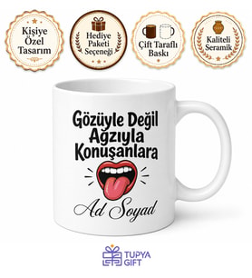 Çok Konuşanlara Hediye Kupa Çenesi Düşük Ağzıyla Konuşan Komik Bardak