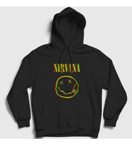 Presmono Unisex Siyah Colors Logo Nirvana Kapüşonlu Sweatshirt 99127tt