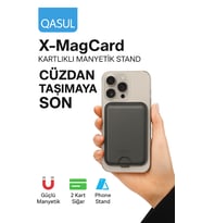 Deri Kartlıklı Manyetik Telefon Standı Güçlü Mıknatıs, 2 Kart Kapasiteli, İnce ve Dayanıklı