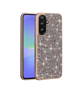 Samsung Galaxy A36 Uyumlu Kılıf Parlak Taşlı Tasarım Zore Pırlanta Kapak (Gold)