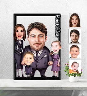 Kişiye Özel 3D  Ahşap Tablo Adams Family 4 kişilik Aile Model 30x40 -2