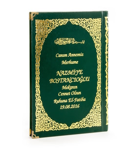50 ADET - İsim Baskılı Ciltli Yasin Kitabı - Orta Boy - 176 Sayfa - Yeşil Renk - Dini Hediyelik