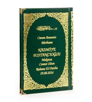 50 ADET - İsim Baskılı Ciltli Yasin Kitabı - Orta Boy - 176 Sayfa - Yeşil Renk - Dini Hediyelik