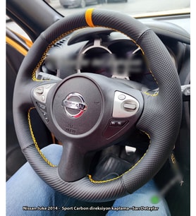 Nissan Juke 2011-2015 Araca Özel Direksiyon Kılıfı (NOKTA KARBON YÜZÜKLÜ)