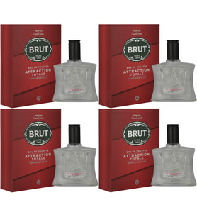 Brut Parfüm Erkek/Men 100ML Attraction Totale Edt (Kırmızı) (4 Lü Set)
