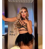 Intive Fantasy Leopar Desen Siyah/Kırmızı Bralet Etek Tasarım Takım/Limited