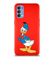 Oppo Reno 4 Soft Premier Kapak Donald Duck-D Tasarımlı Silikon Kılıf - Kırmızı (Şeffaf)