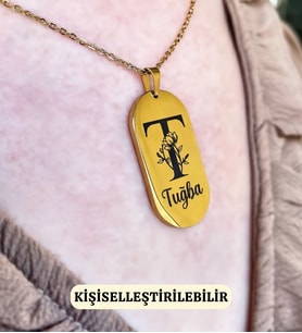 Kişiye Özel İsimli Harf Temalı Gold Çelik Kolye
