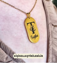 Kişiye Özel İsimli Harf Temalı Gold Çelik Kolye