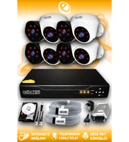 ELITCAM 8 Kameralı Uzay 4 İç Kamera Set 250 GB HDD Full HD Gece Görüşlü Güvenlik Kamerası Sistemi