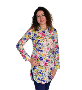 Kadın Gül Desen Viscon Gömlek BGL-ST04241 (Pembe)