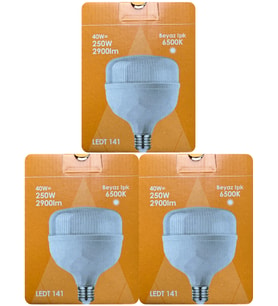 (3 Adet) Osaka 40W (250W) Beyaz Işık E27 Duylu (Kalın Duy) Led Torch Ampul