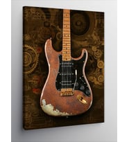 Kanvas Tablo Eski Ahşap Gitar