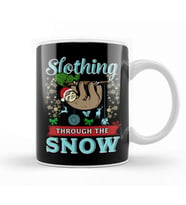 Cute Slothing Through the Snow Christmas Sloth Kupa Bardak Porselen