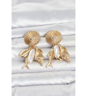 Gold Renk Deniz Temalı Vintage Kadın Küpe TJ-BKP11799