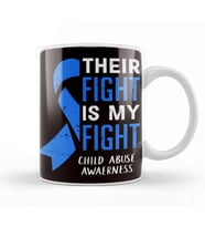 Their Fight My Fight Child Abuse Awareness April Blue Ribbon Kupa Bardak Porselen