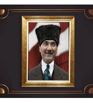 Altın Varaklı Çerçeveli Paspartulu Atatürk Tablo DC0618 (Gold)