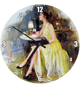 Cakatablo Konstantin Razumov Rus Ressam Kadın Şarap Sigara Resmi Duvar Saati