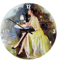 Cakatablo Konstantin Razumov Rus Ressam Kadın Şarap Sigara Resmi Duvar Saati