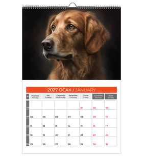 2027 SEVİMLİ KÖPEK (DOGE) DOSTLAR TAKVİM 33x48 cm