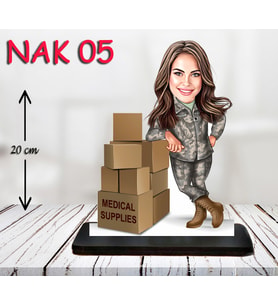 Kişiye Özel Ahşap Biblo - Kadın Asker Karikatür Biblo 5