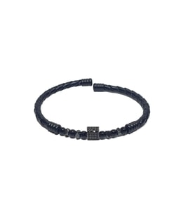 JTSS26BLK1730 PASLANMAZ ÇELİK BİLEZİK HAKİKİ DERİ KAPLAMA ZİRKON VE DOĞALTAŞLI GARANTİLİ JANTİ BİLEKLİK