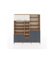 Hyperion Dolap 17 Raflı 6 Çekmeceli 3 Kapaklı 220x44x243 Çam-Aytaşı/Antrasit