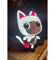 Sevimli Kedi Temalı Gece Lambası, Yumuşak Işık ve Renkli Tasarım (Krem)