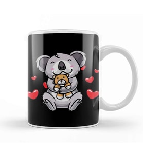Koala Stuffed Animal Kawaii Heart Koala Bear Kupa Bardak Porselen
