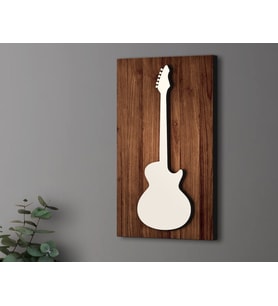 BK Gift Kabartma Gitar Tasarımlı Ahşap Tabela 61cm, Home Bar Tabela, Rustik Ev Dekorasyonu, Duvar Dekoru (Model 1)