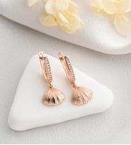 925 Ayar Gümüş Rose Kaplama İstiridye Model Küpe (Pembe)