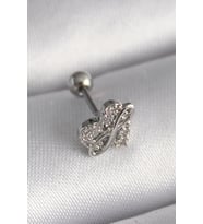 316L Çelik Gümüş Renk Zirkon Taşlı Sonsuzluk Detay Tragus Piercing 5886 - SSSSSS8961-7149