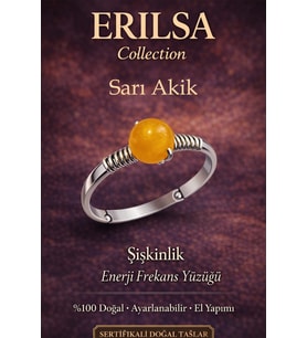 Sertifikalı Şişkinlik Enerji Yüzüğü – Sarı Akik Taşı Ayarlanabilir İnce Kasa Boğa Başak Yengeç (Çok Renkli)