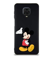 Xiaomi Redmi Note 9 Pro Soft Premier Kapak Mickey Mouse-C Tasarımlı Silikon Kılıf - Siyah (Şeffaf)