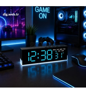 DLG Akıllı LED Dijital Çift Alarmlı Saat Ayarlanabilir Parlaklık Gece Işığı Mavi