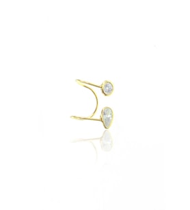 Gümüş altın yaldızlı zirkon taşlı damla kıkırdak küpe SGTL12220GOLD