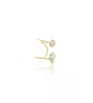 Gümüş altın yaldızlı zirkon taşlı damla kıkırdak küpe SGTL12220GOLD