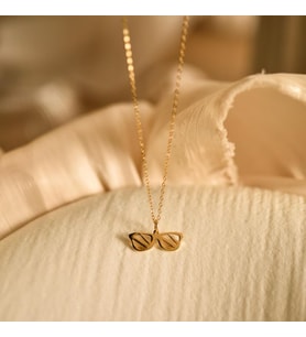 Kişiye Özel 925 Ayar Gümüş Minimalist Gözlük Kolye (Gold)