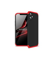 Apple iPhone 12 Uyumlu Kılıf Zore Ays Kapak (Siyah-Kırmızı)