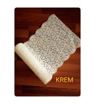 Krem Çiçek Desenli PVC Dantel Vestiyer ve Dolap İçi Raf Örtüsü